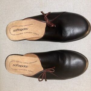Softspots Brown Leather Loafers with Red Accents